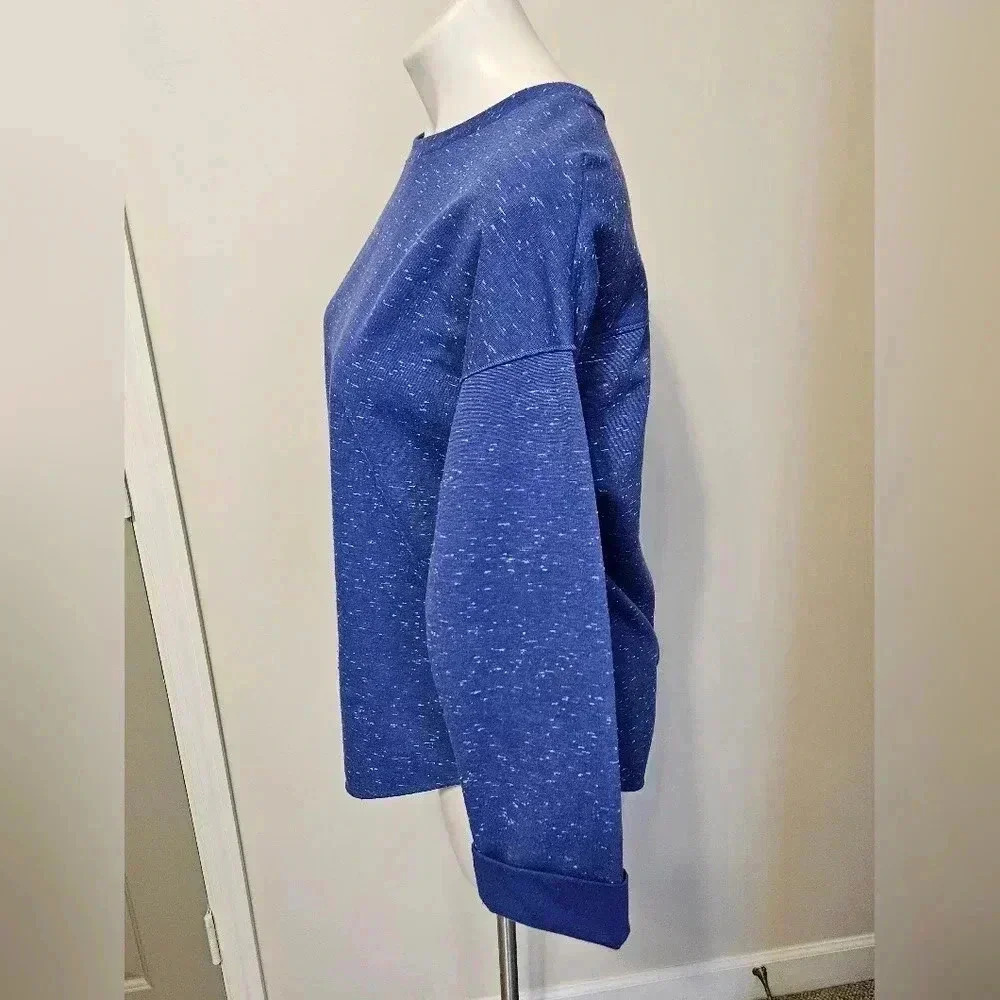 Vince Speckled Zip Back Blue Pullover Sweatshirt Silk Blend - Picture 7 of 9